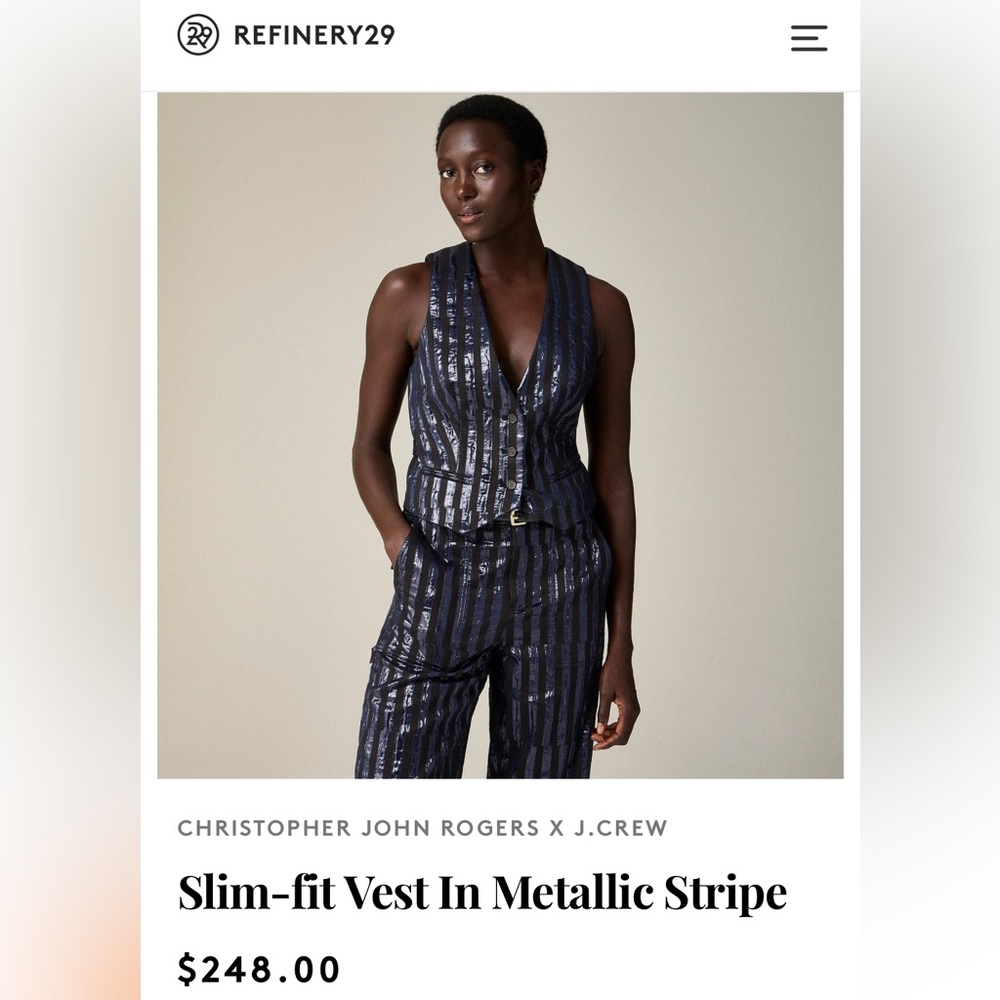 J. Crew Metallic Stripe Vest